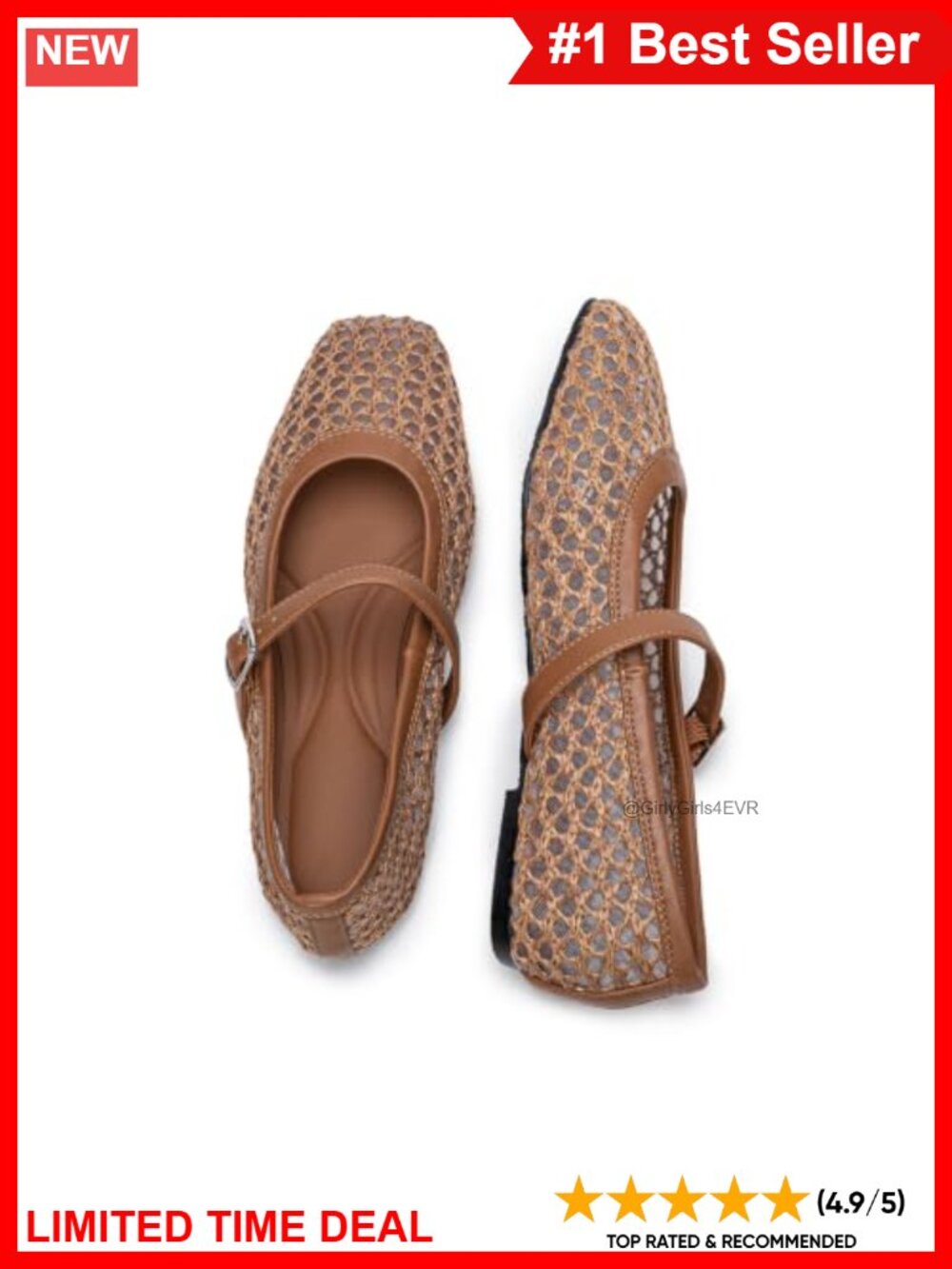 Woven Mesh Mary Jane Flats Square Toe Ballet Comfortable Slip On Shoes